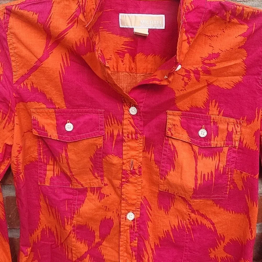 MK abstract  button down
